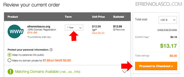 how to buy domain in godaddy step 4
