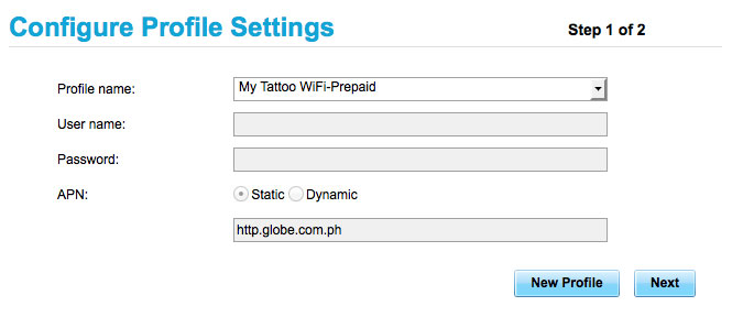 Globe tattoo configuration settings