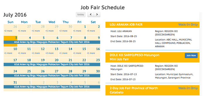 Job fair schedule