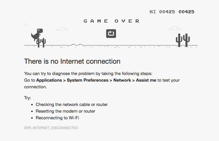 T-Rex Google Chrome Offline Game