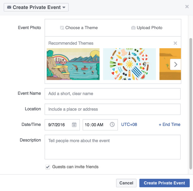 Create Facebook Event