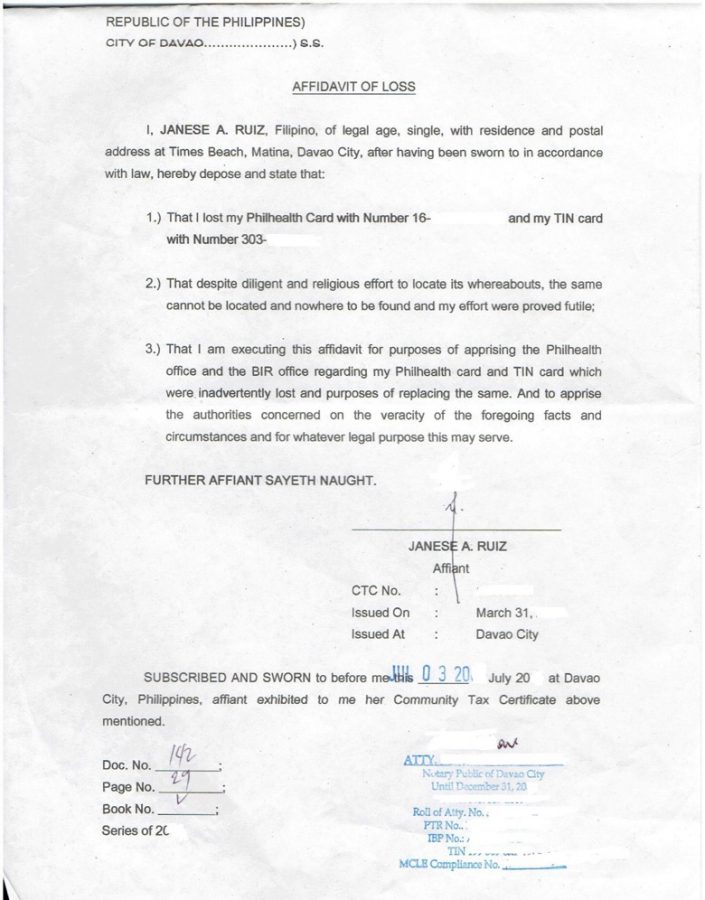 Afidavit-of-Loss sample