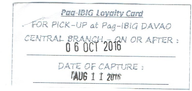 Pag-IBIG Loyaty card claim stub