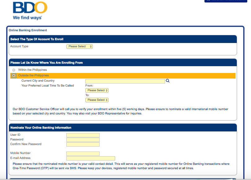 Enroll-BDO-Online-Banking-Abroad-form