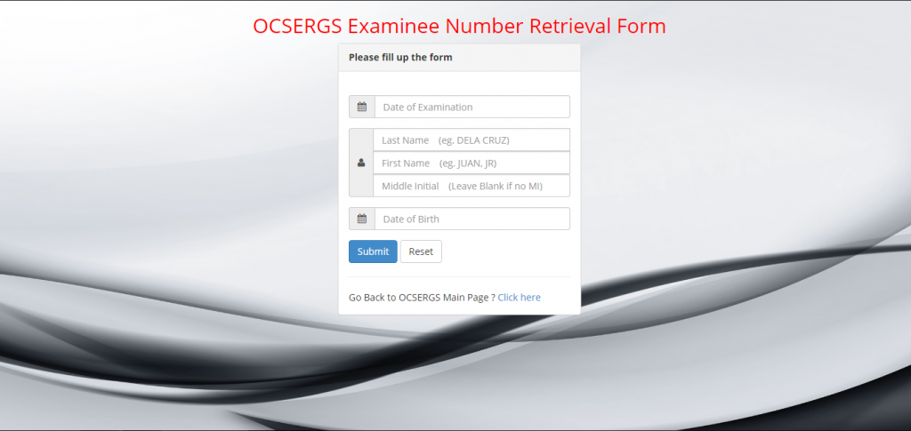 OCSERGS Examinee retrieval