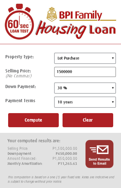 BPI Housing Loan Calculator