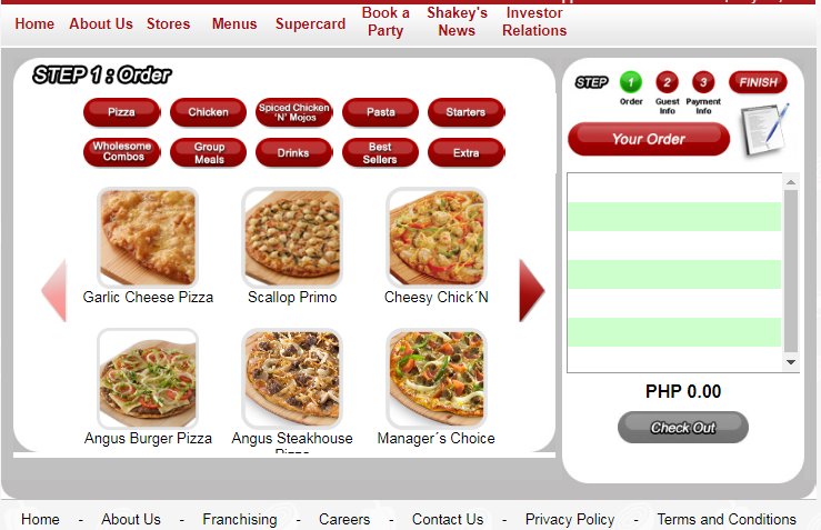 Shakey's Delivery Menu