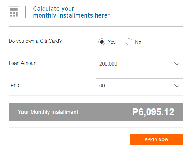 Citibank Loan Calculator