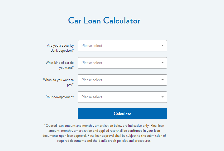 Security Bank Car Loan Calculator