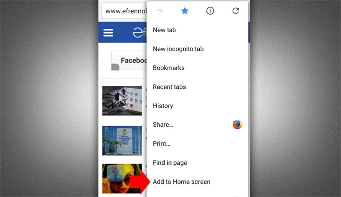 How to ad website to android home screen step 2