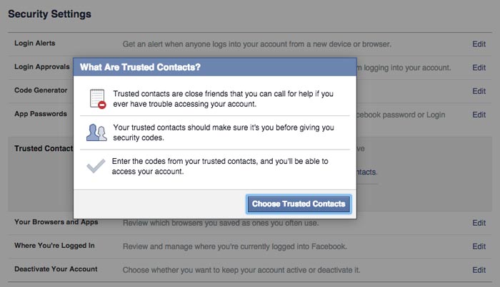 how to add trusted contacts step 2