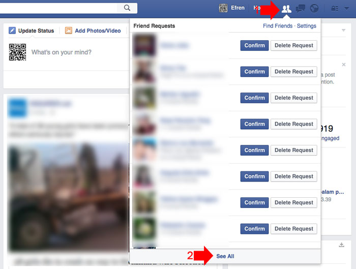 how to check whos ignoring your friend request on Facebook step 1