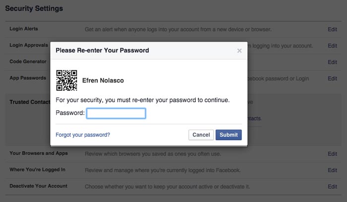 How to add trusted contacts on Facebook step 4