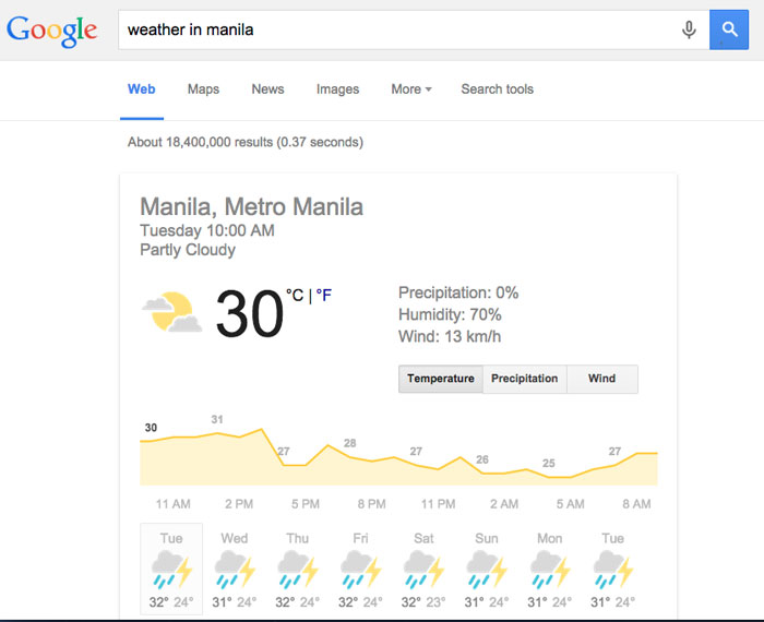 google tips and tricks - weather