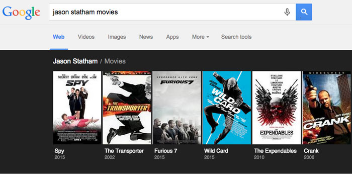 Google tips and tricks - movie list