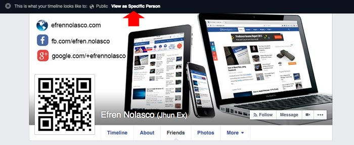 View Facebook Profile as different person step 2