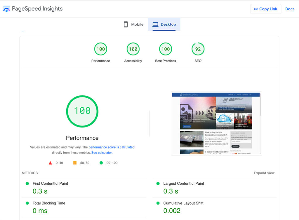 EN PageSpeed Insights Desktop