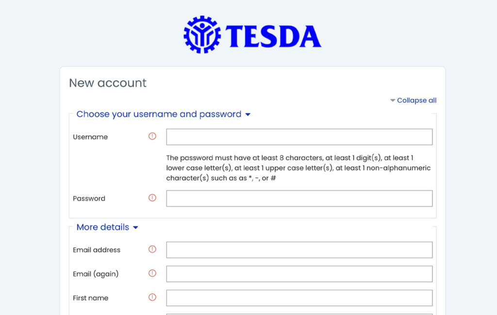 Register on TESDA online