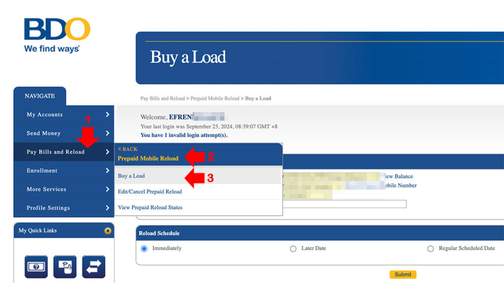 How to Buy A Load Using BDO Online Banking1