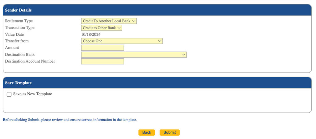 Sender Details Transfer fund to another local bank using bdo online banking