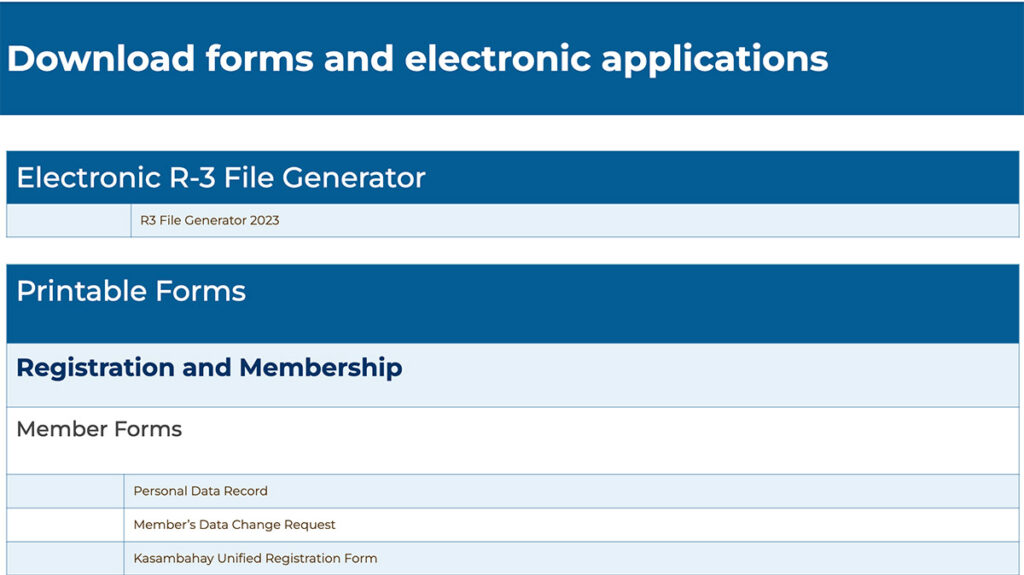 Download SSS Form application