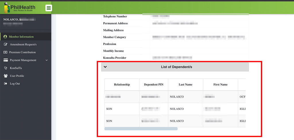 Check PhilHealth Dependents online