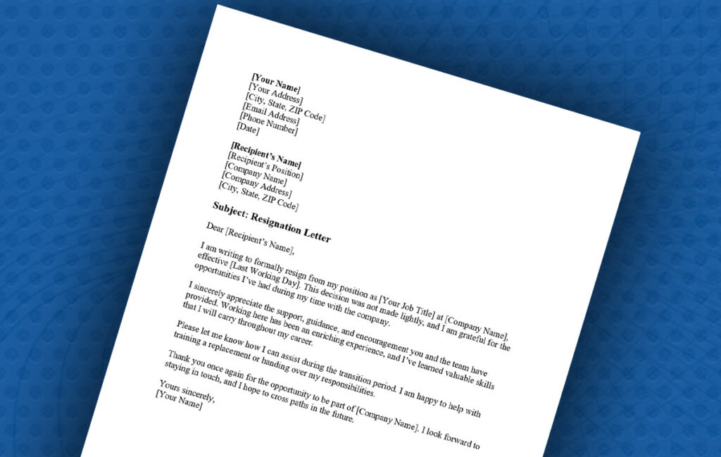 Resignation Letter Sample