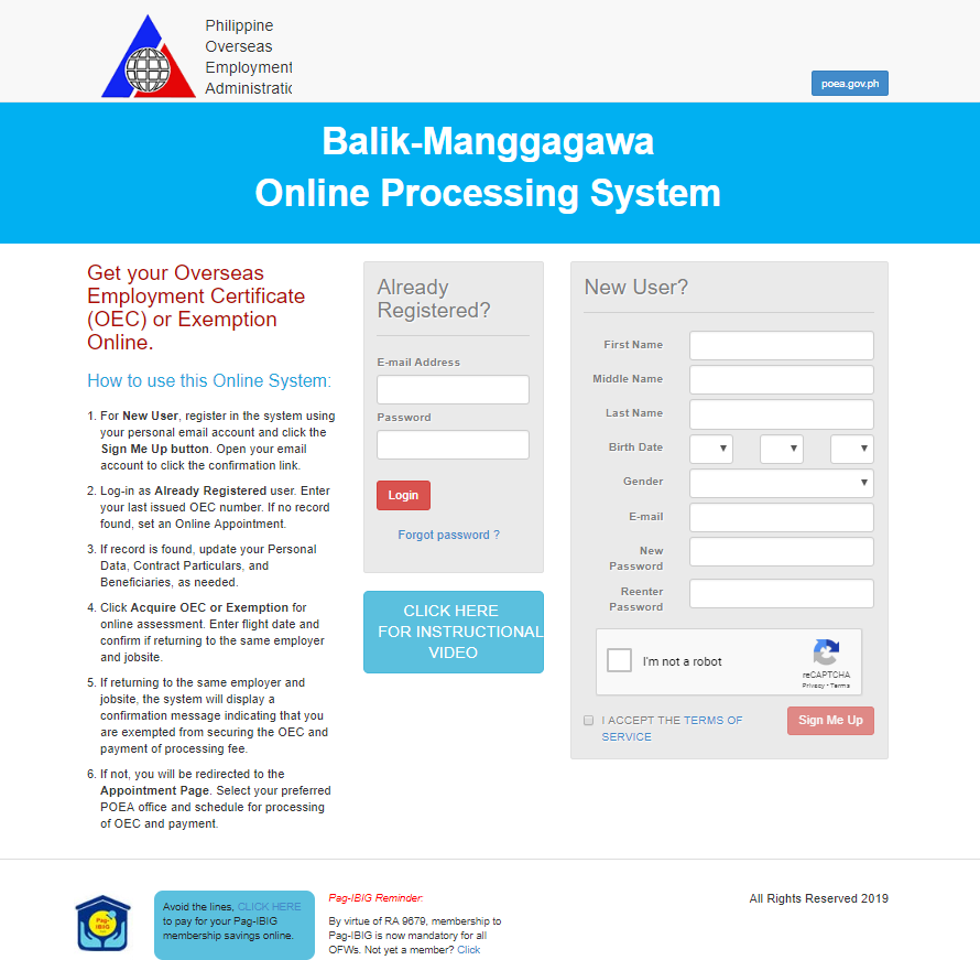 Balik Manggagawa Online Processing System 